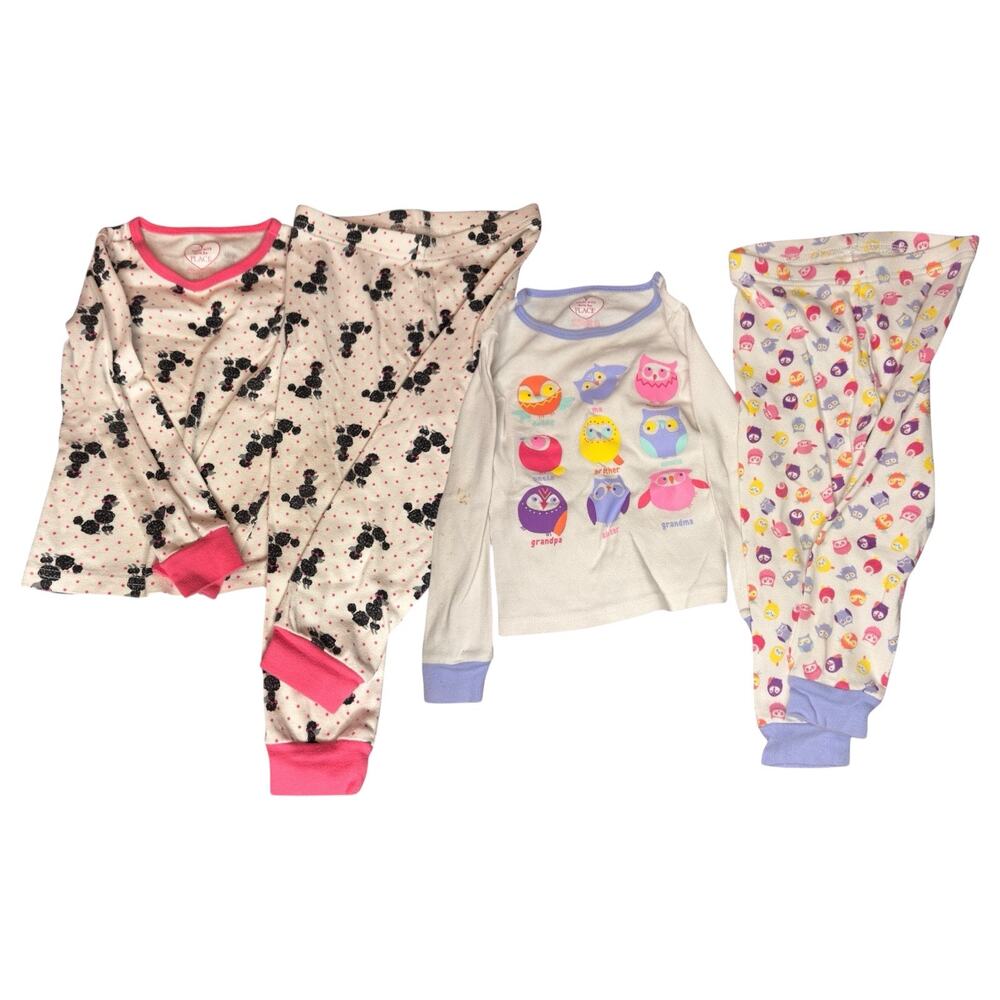 The Children’s Place Toddler Girls 2T Pajama Set Bundle Owls & Poodles